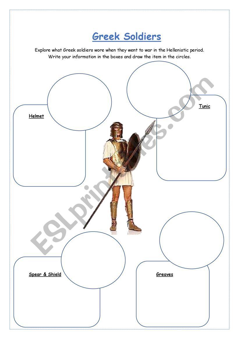 Greek Soldier worksheet
