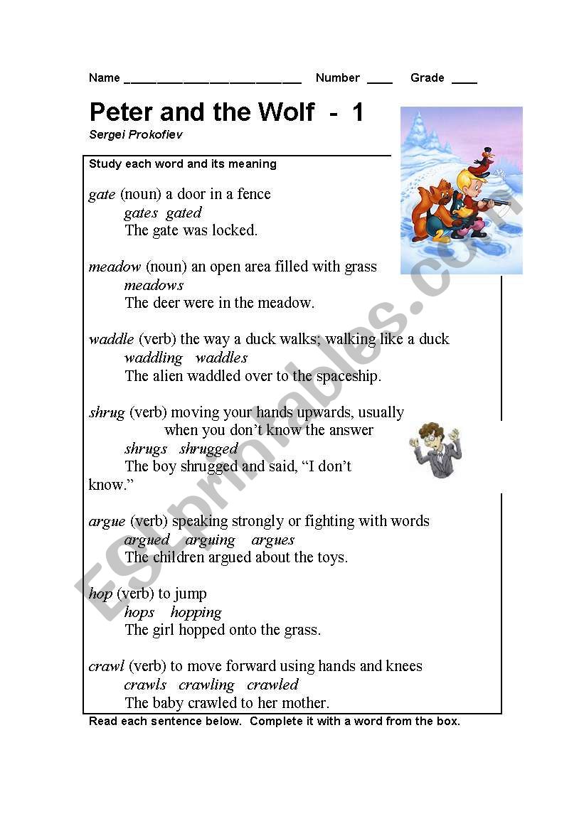 Peter and the Wolf Part - 1 worksheet