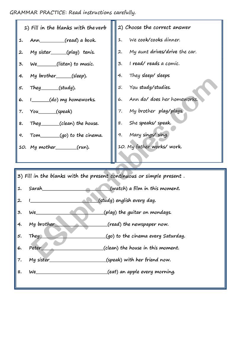 Grammar Practice worksheet