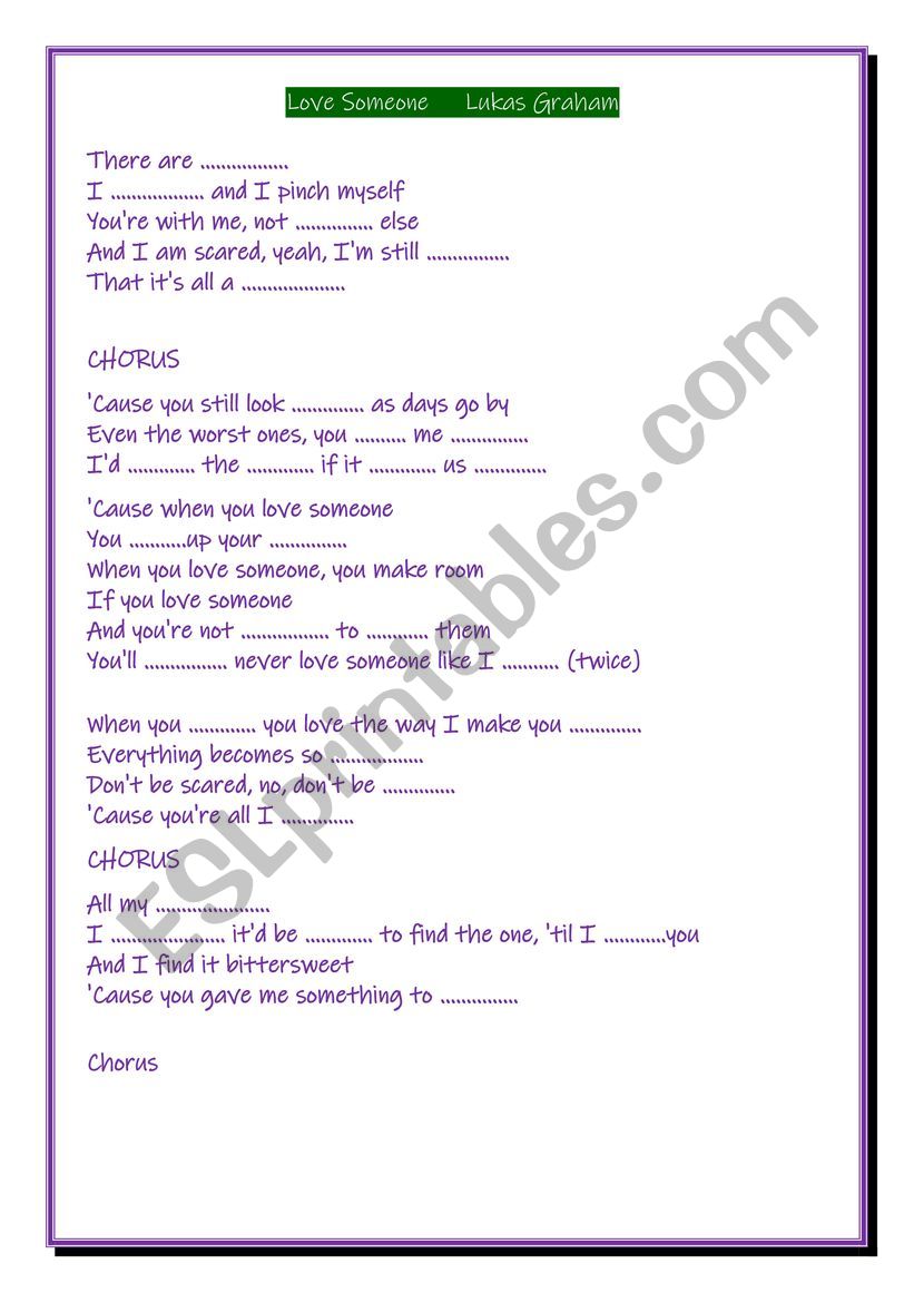 Love someone worksheet