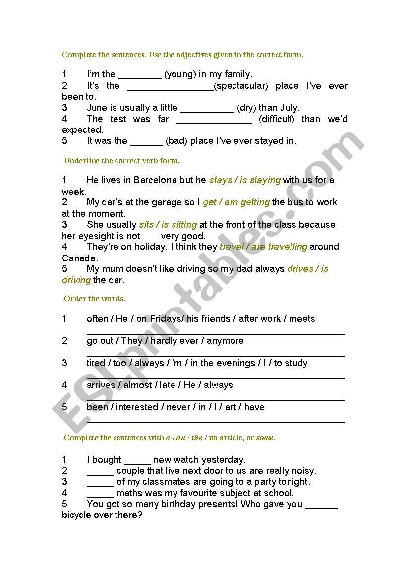 Grammar practice part 3 worksheet