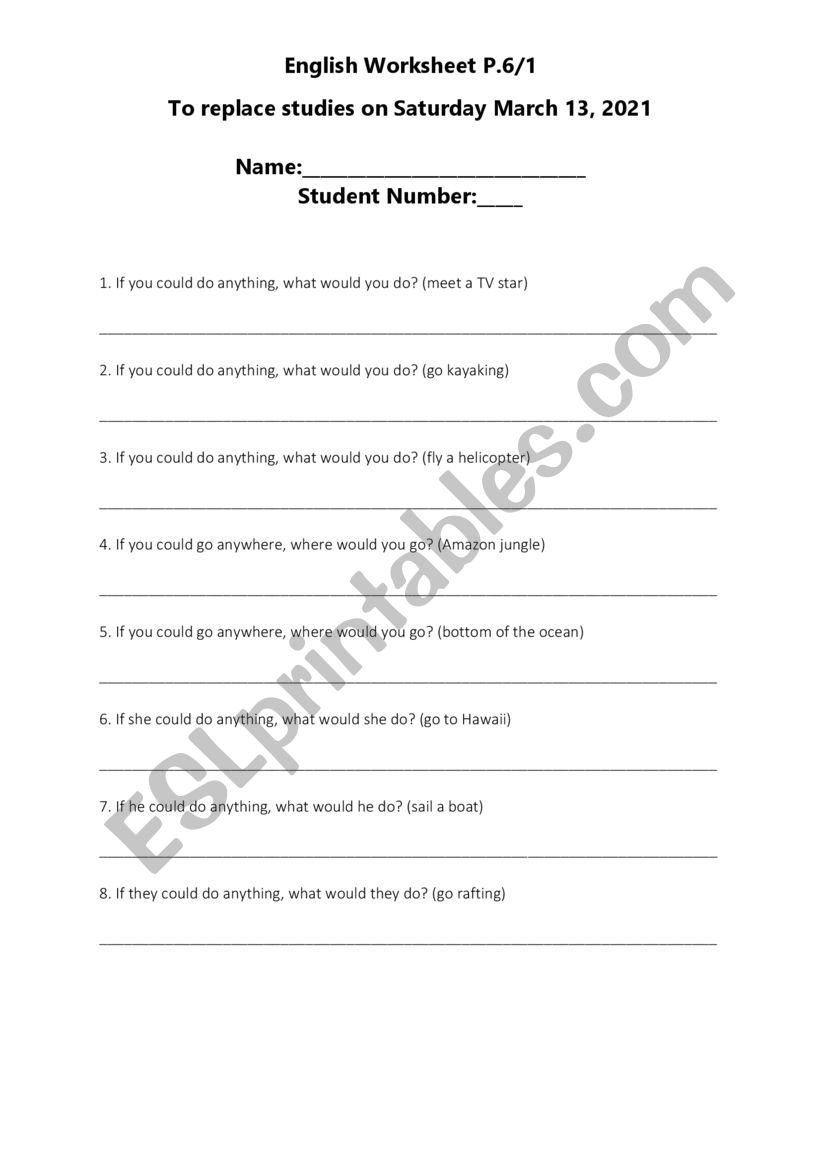 I wish I could worksheet
