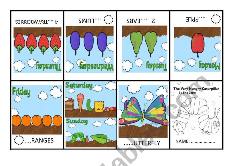 very hungry caterpillar minibook