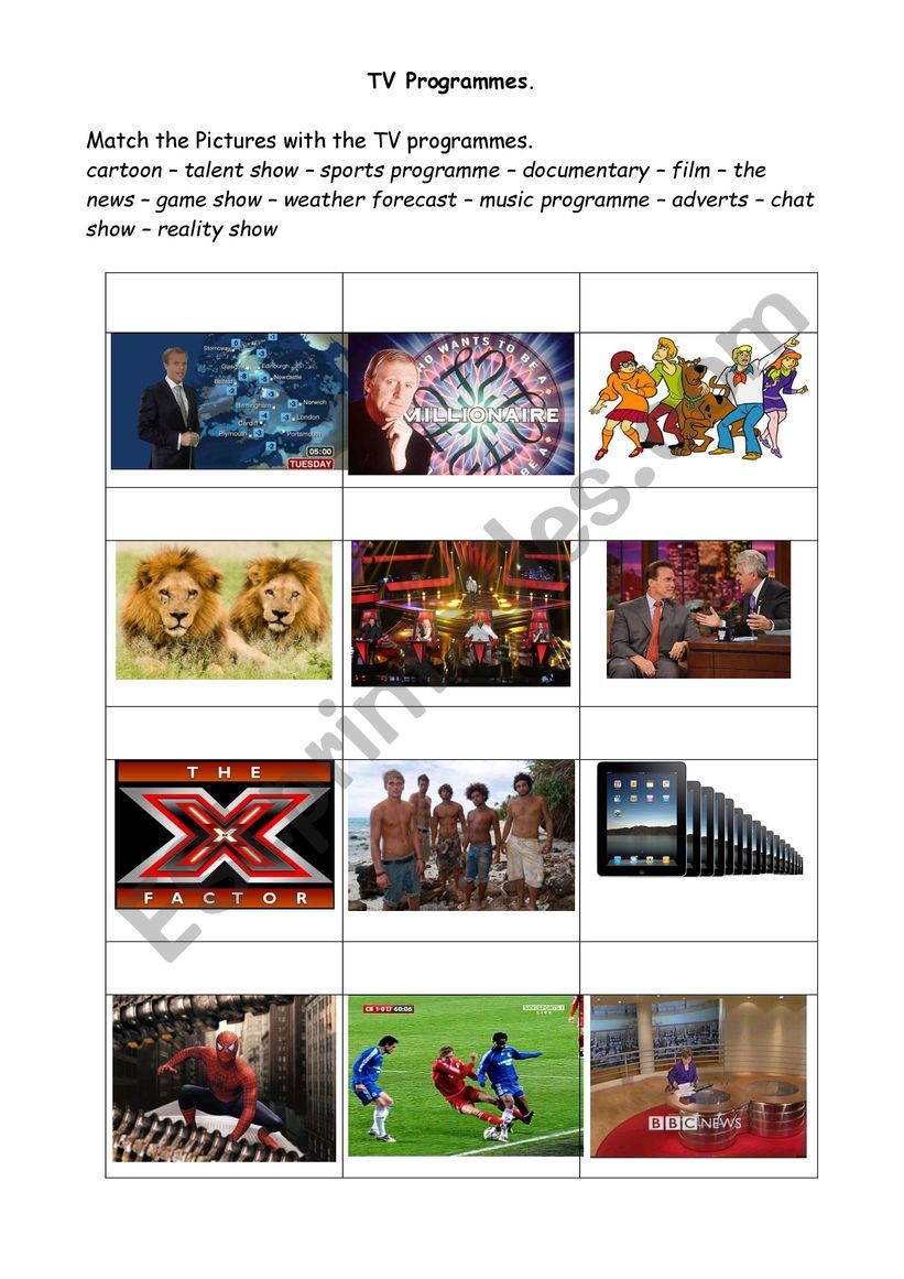 TV programmes worksheet