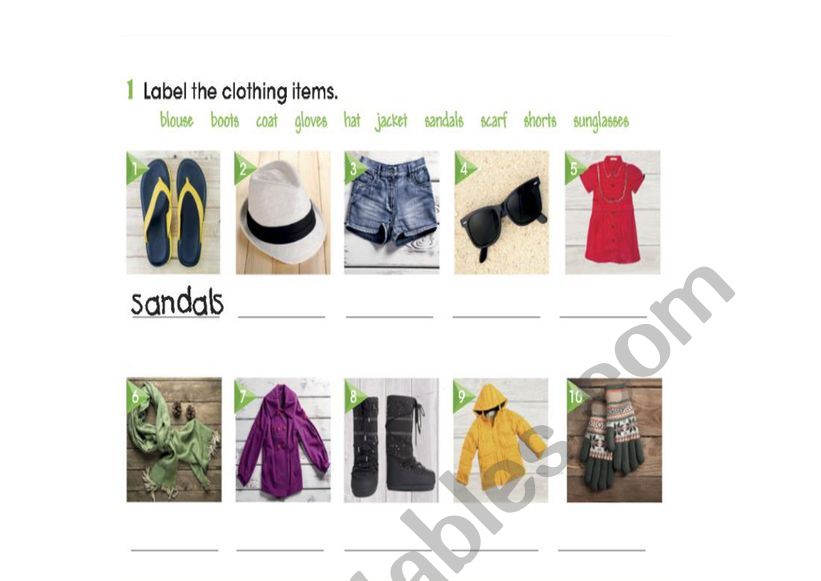 Vocabulary clothing worksheet