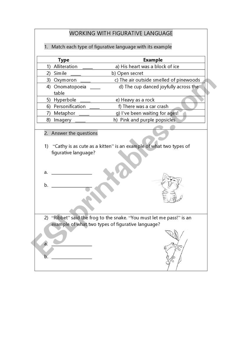 Figurative language worksheet