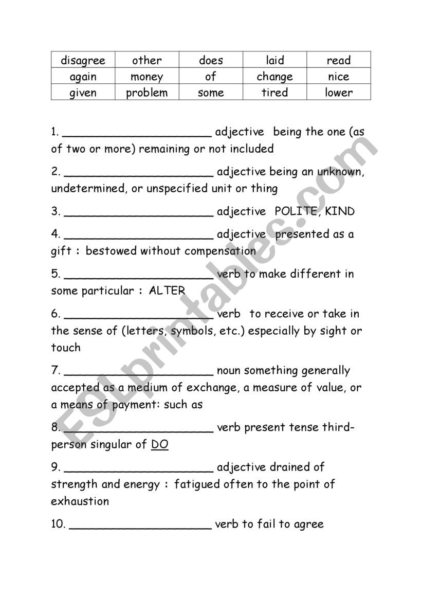 Spelling Words Definitions Grade 3 Week 19