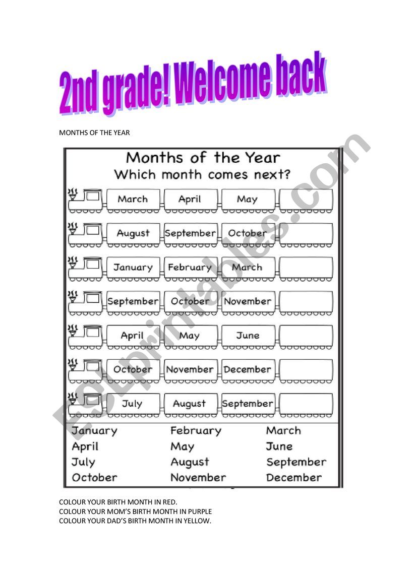 Months of the year worksheet