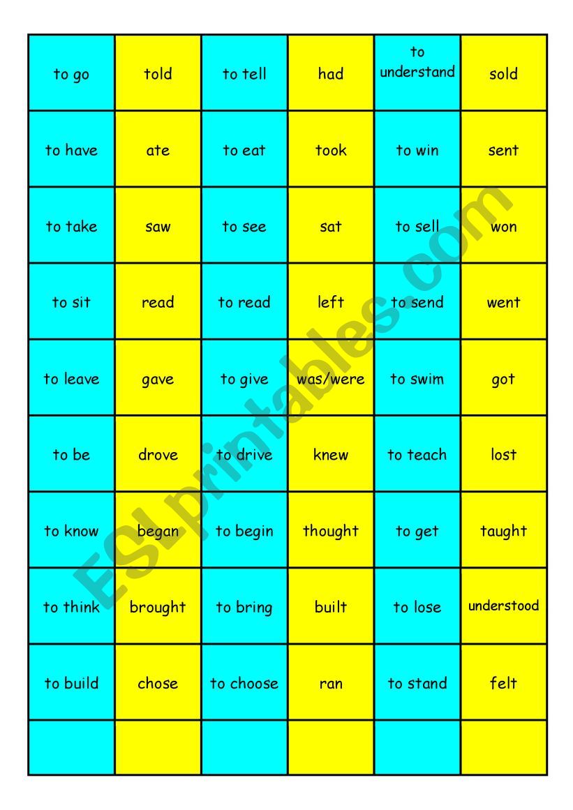 Irregular Verb Dominos worksheet