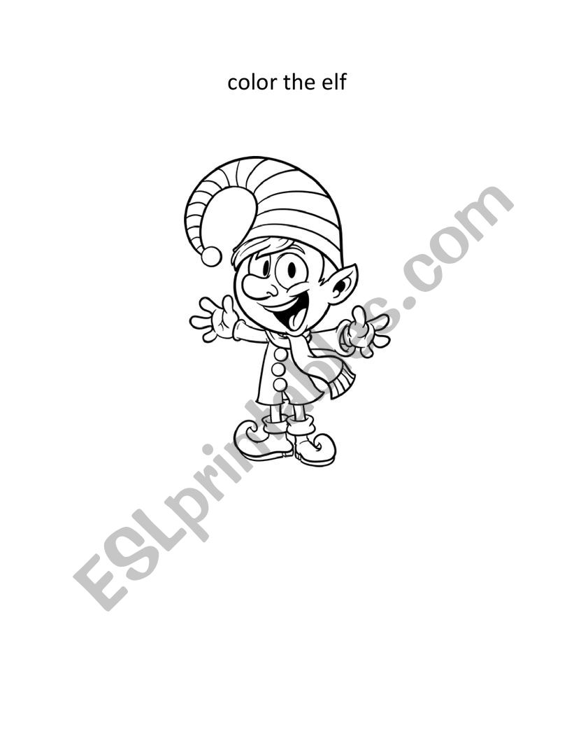 color the elf worksheet