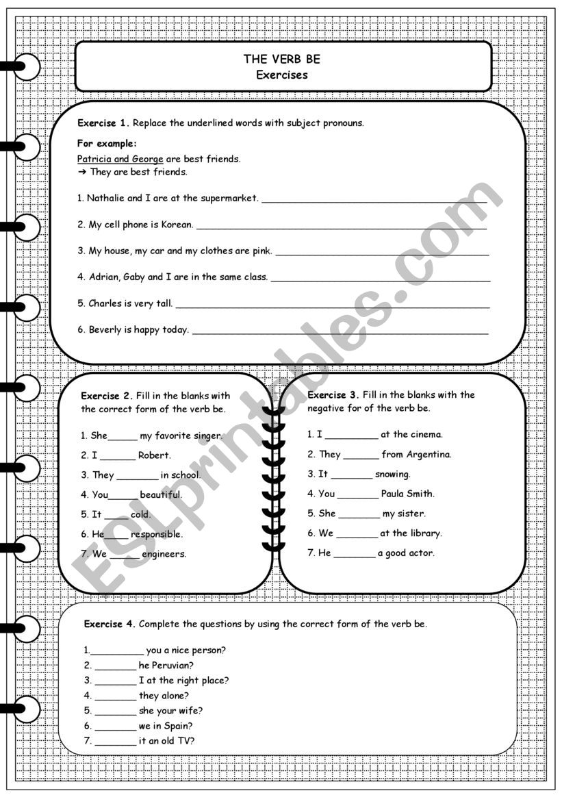 Verb to be practice worksheet