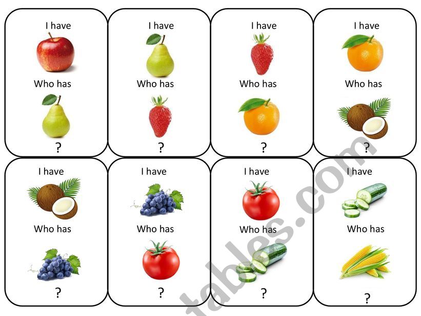 Fruits and vegetables worksheet