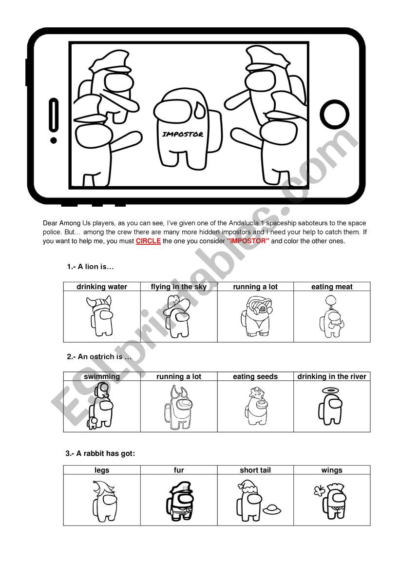 AMONG US ANIMALS PART 1 worksheet