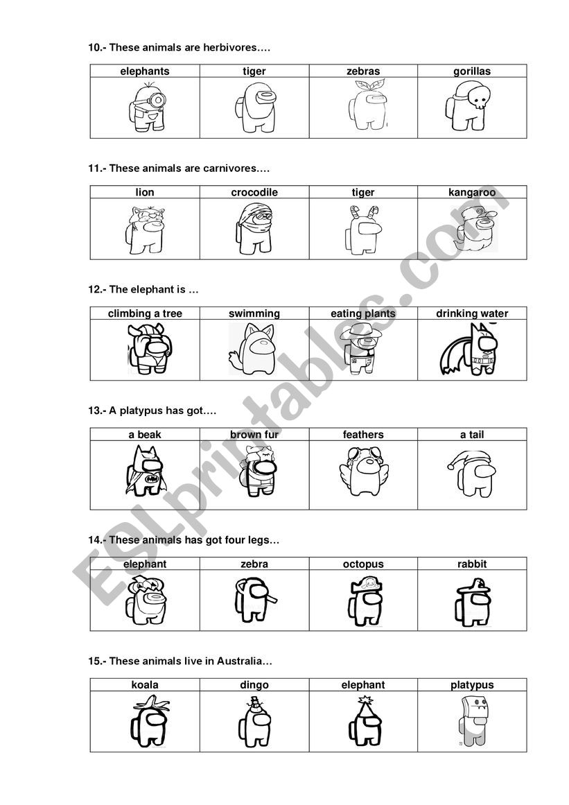 AMONG US ANIMALS PART 2 worksheet