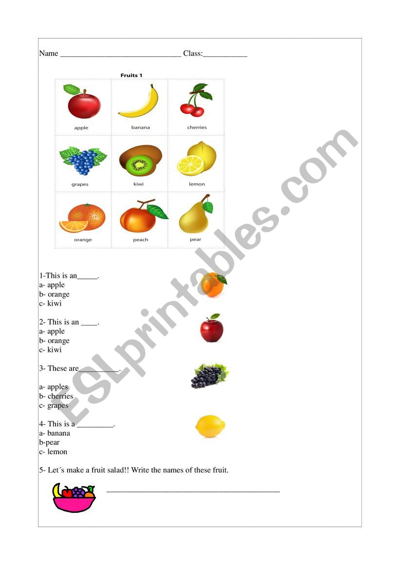 fruit worksheet