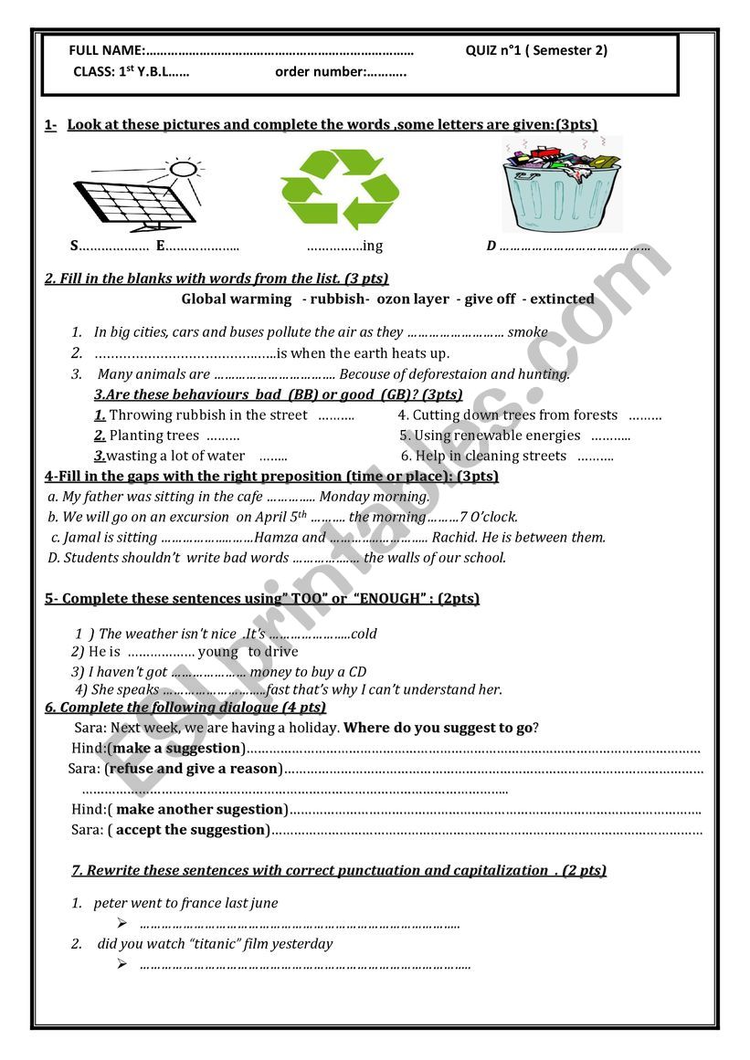 a test about environment based on ticket to English