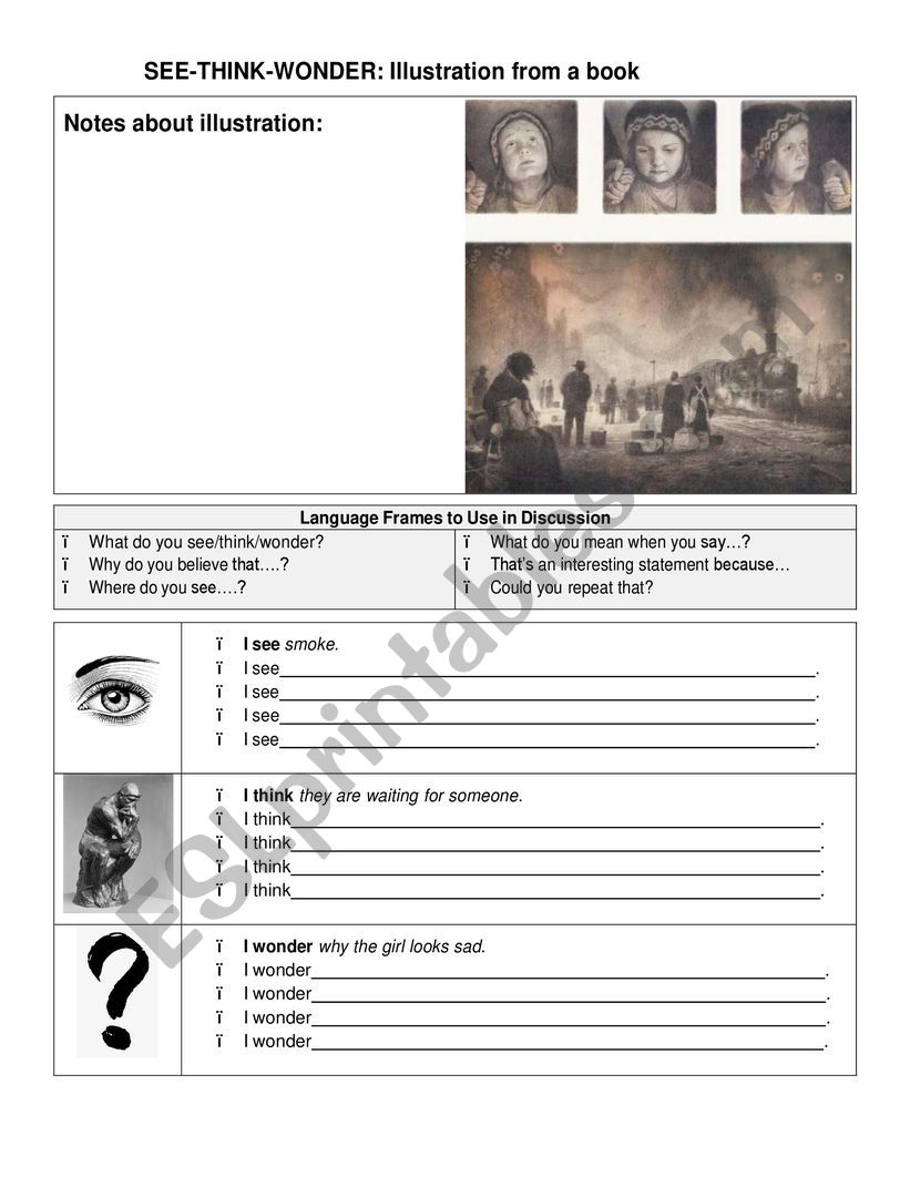 See Think Wonder Worksheet using an illustration