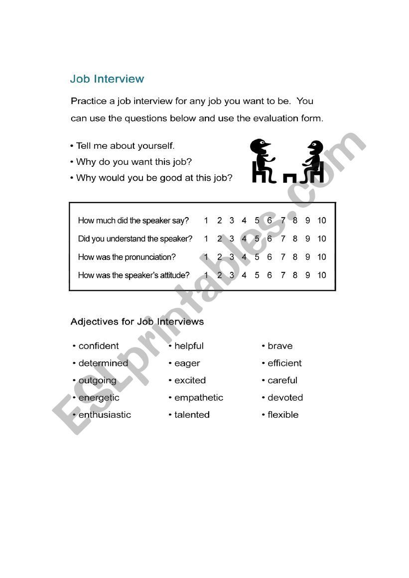 Speaking: Job Interview worksheet