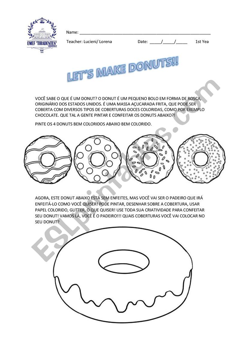 Breakfast - DONUTS worksheet