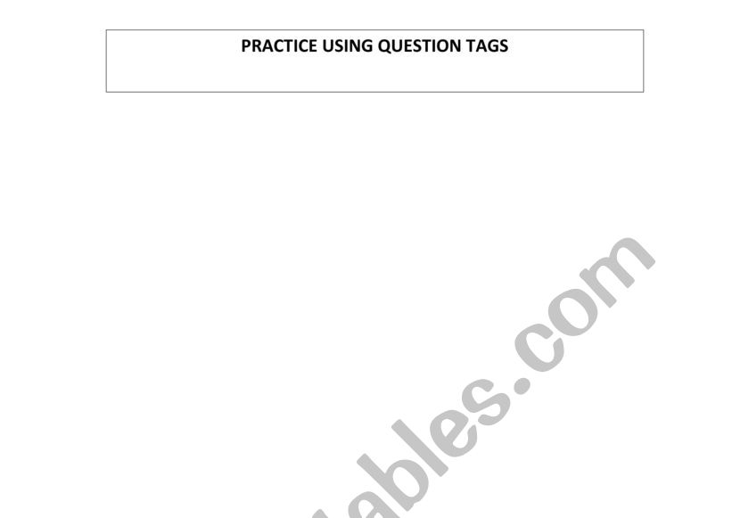 QUESTION TAGS worksheet