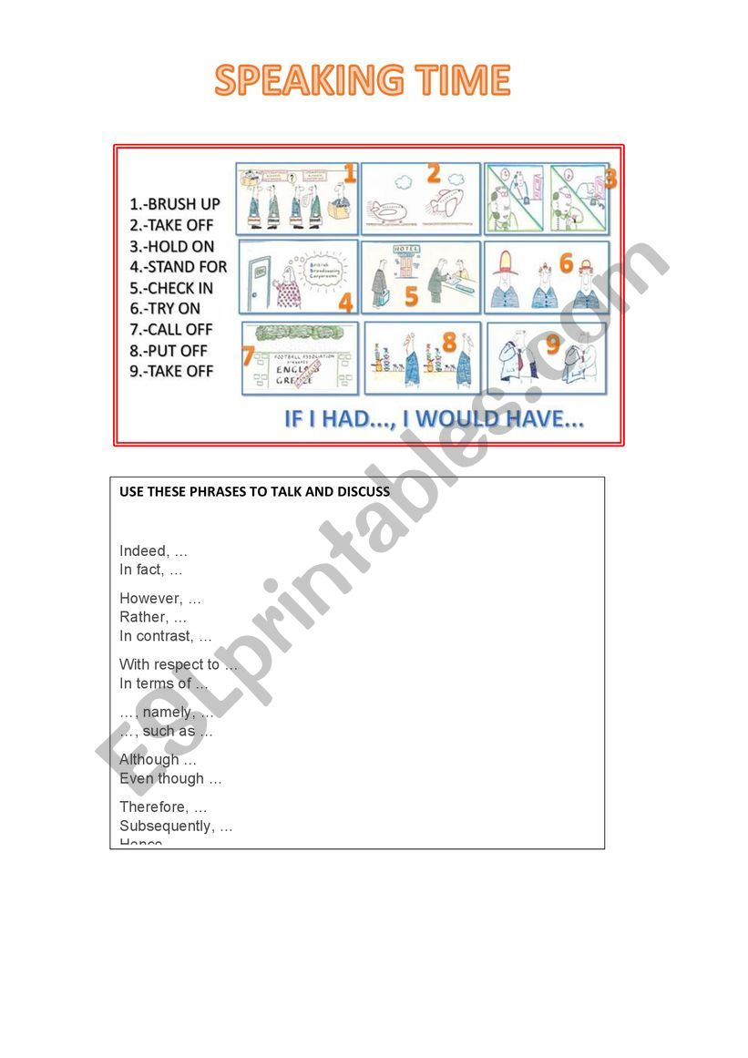 SPEAKING TIME worksheet