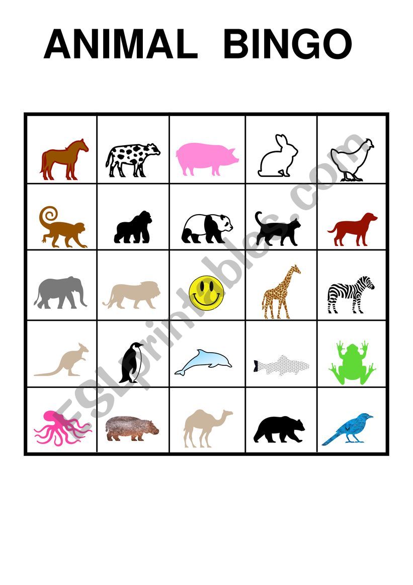 Animal Bingo 1 worksheet