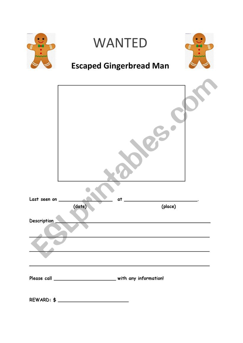 Gingerbread man  worksheet