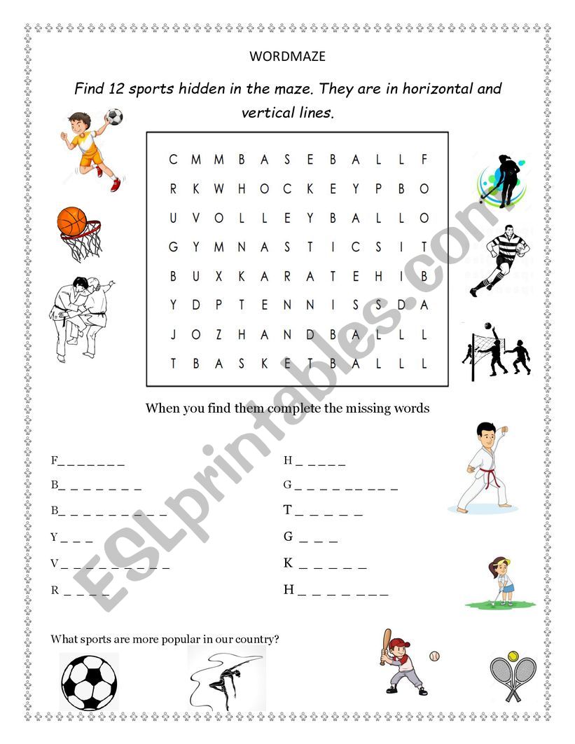 Sports worksheet