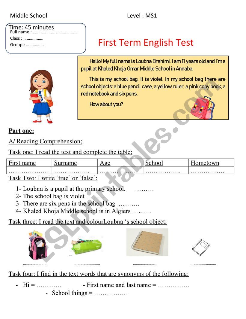 Loubna Brahimi.  worksheet