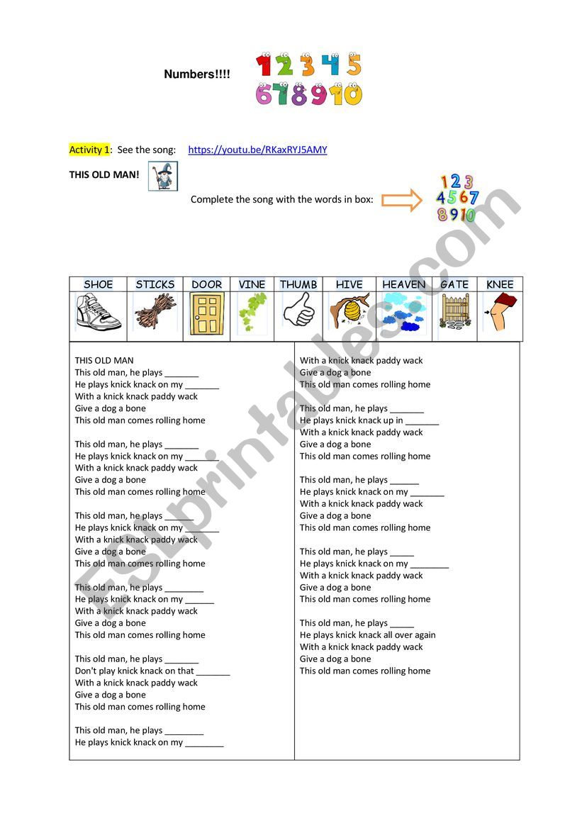 Numbers worksheet