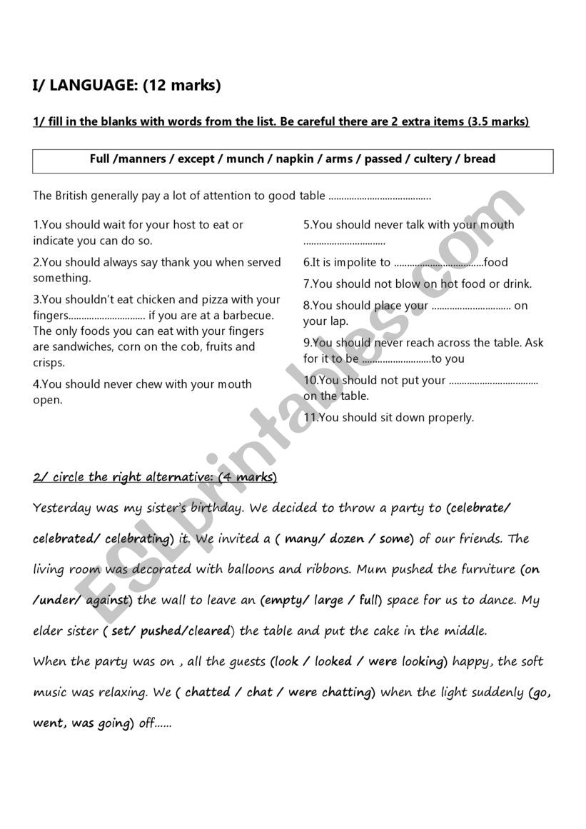 8th form mid-term test 2 (2020/2021)