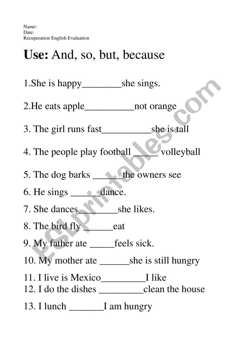 conectors worksheet