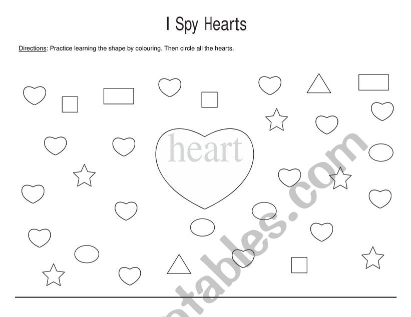2D heart shape activity worksheet
