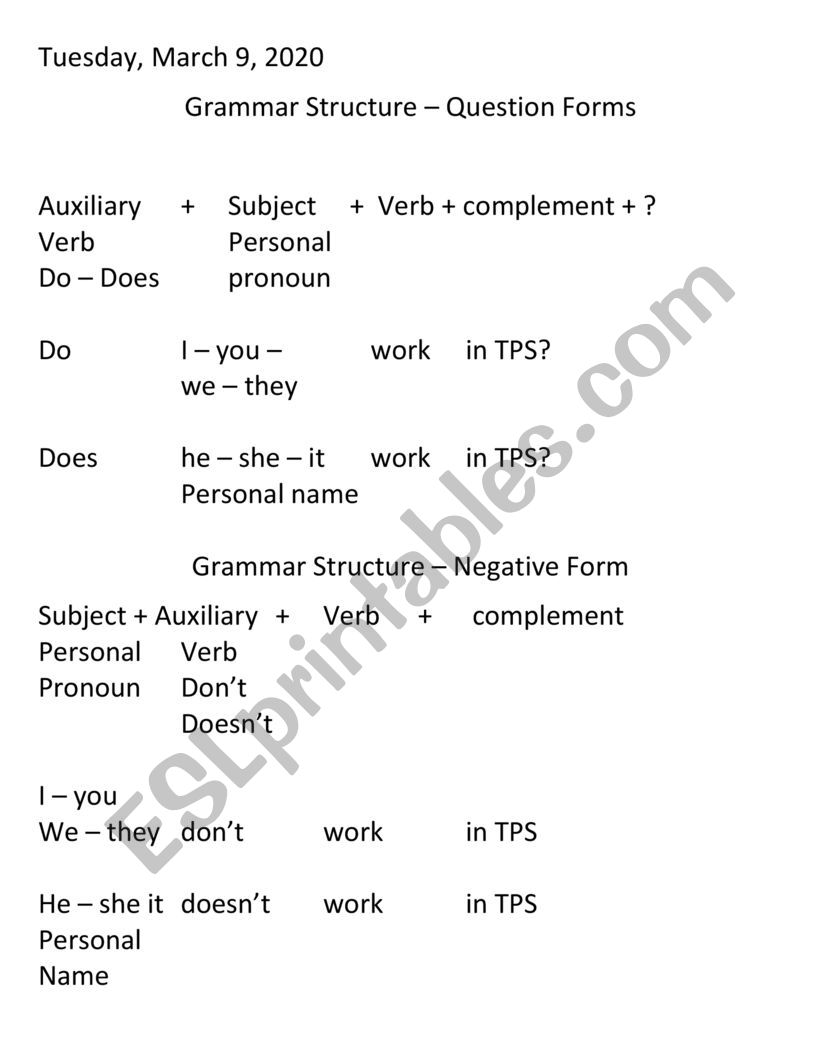 Simple Present worksheet