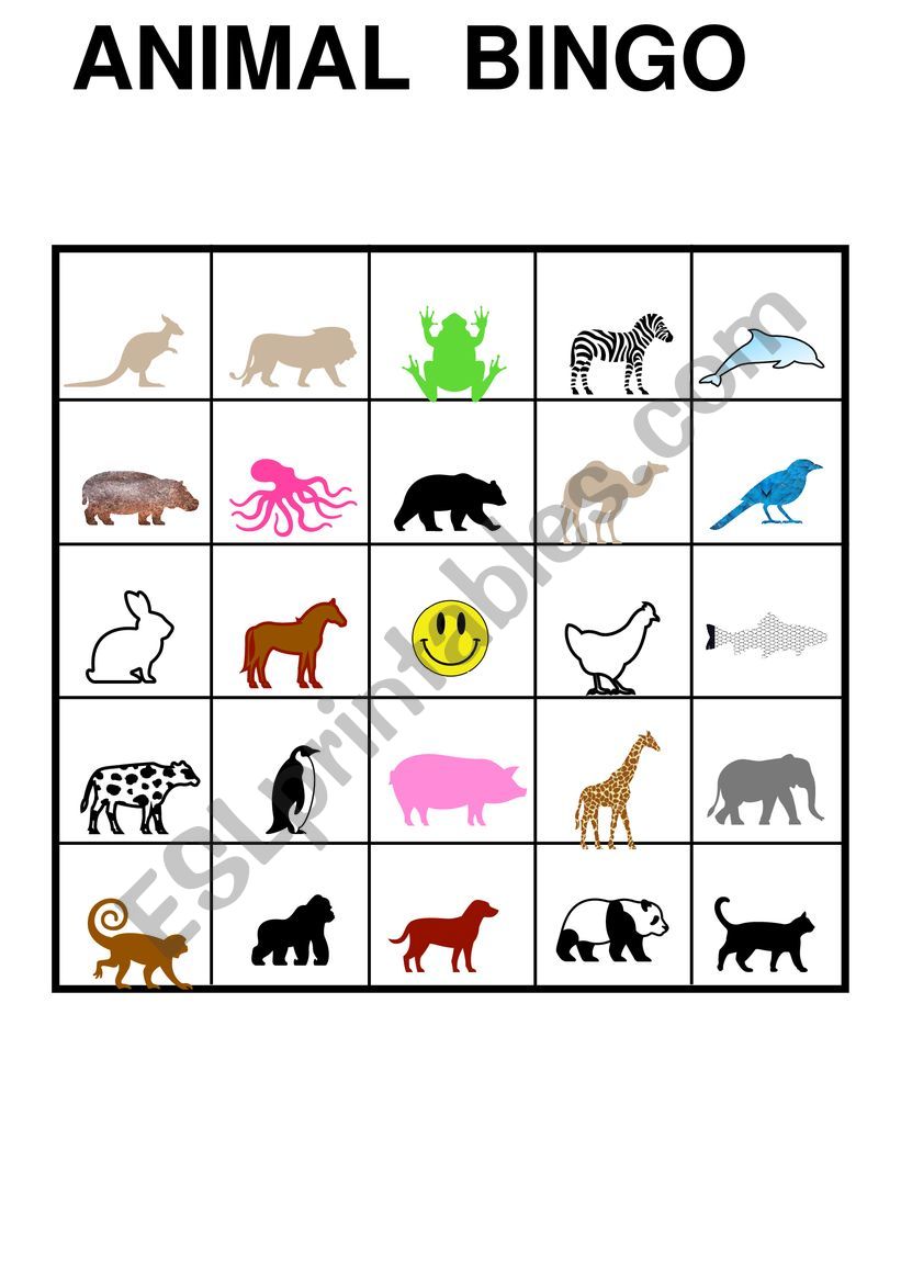 Animal Bingo 2 worksheet
