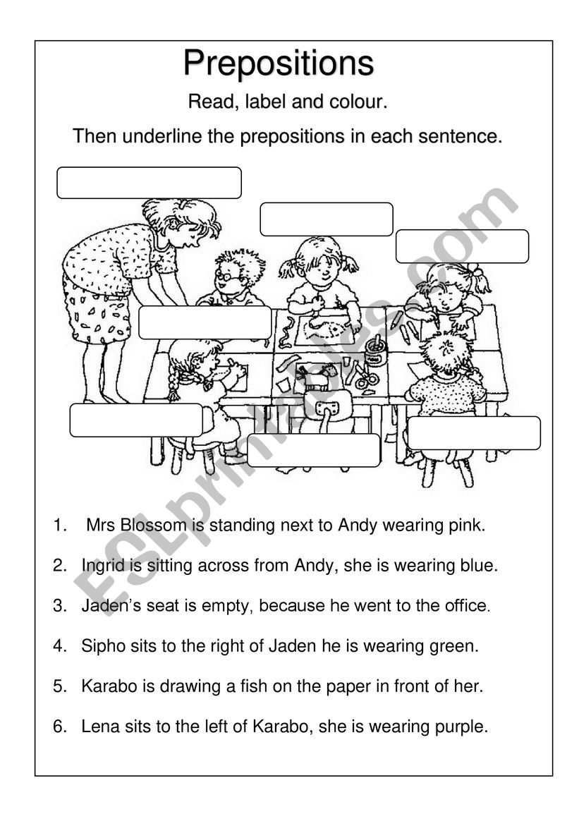 Prepositions worksheet