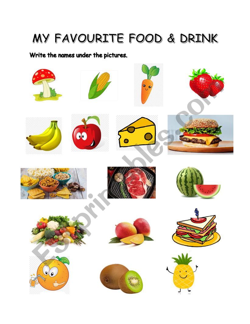 My favourite food and drink worksheet