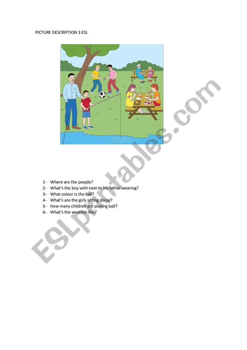 PICTURE DESCRIPTION 3 ESL worksheet