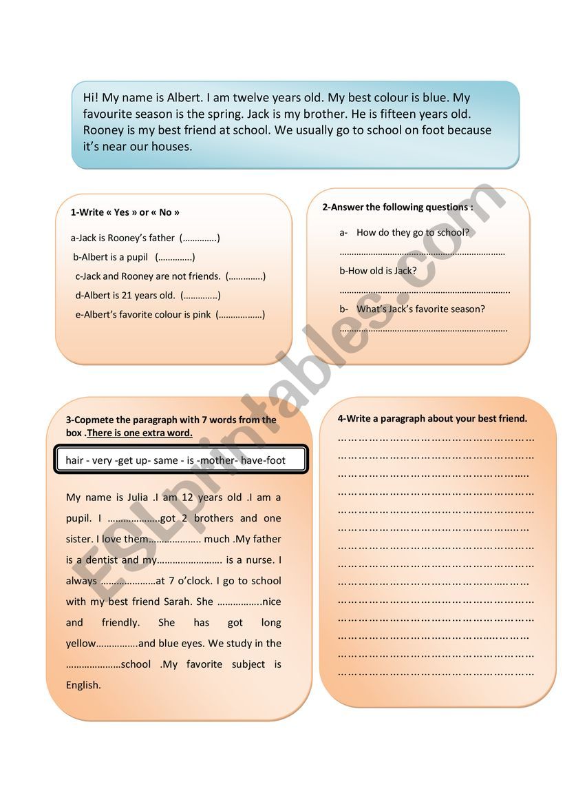 6th form test worksheet