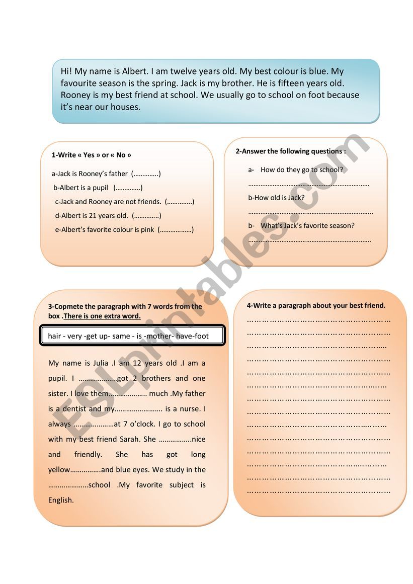 6th form test worksheet