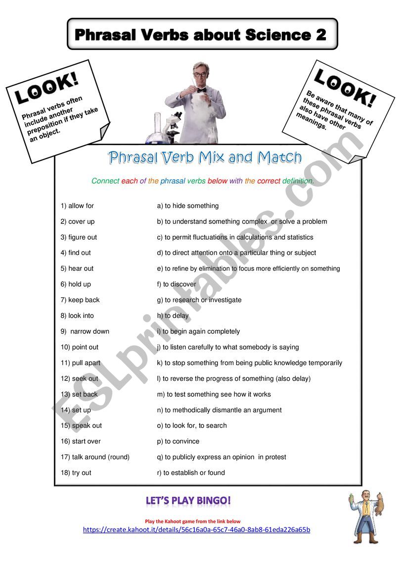 Phrasal Verbs About Science 2 worksheet