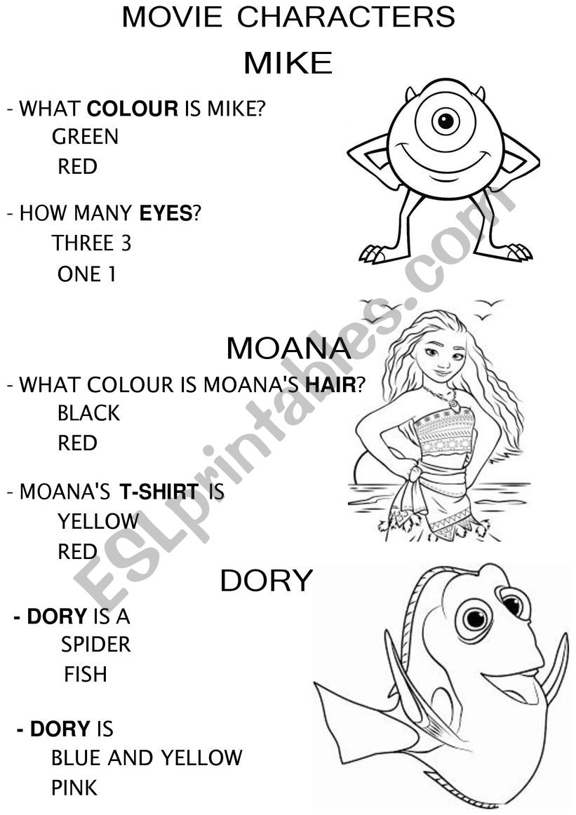 Movie Characters worksheet