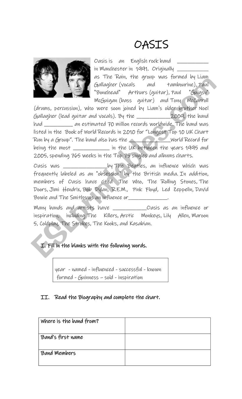 Oasis Worksheet worksheet