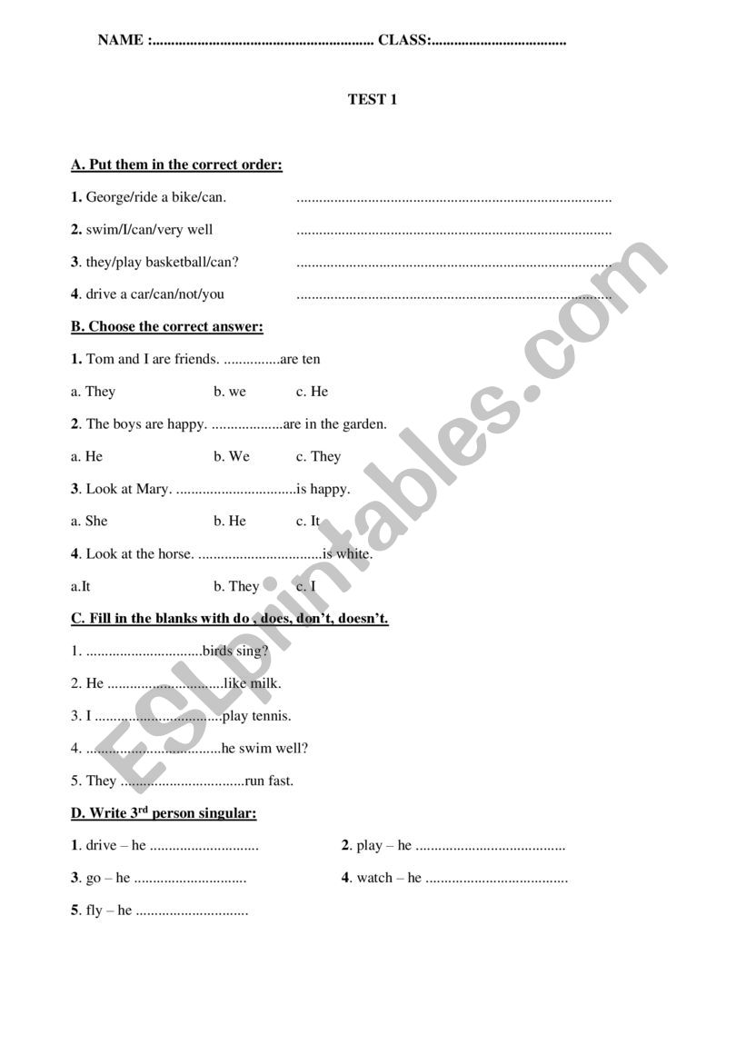 Present simple worksheet