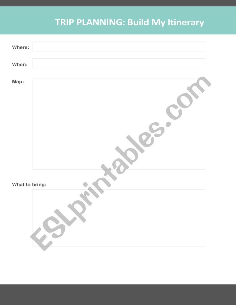 Build trip itinerary worksheet