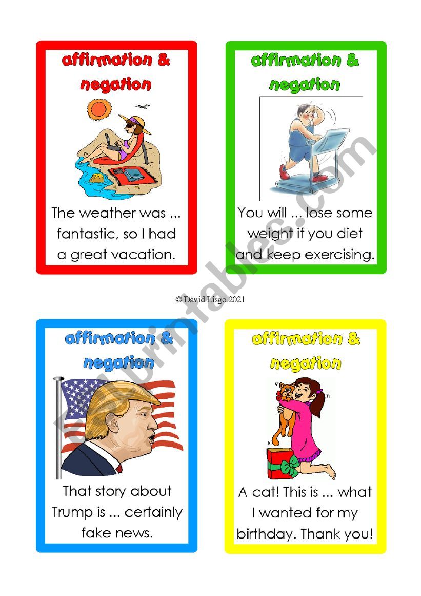 Adverbs of Affirmation and Negation Flash/Game Cards 51-60