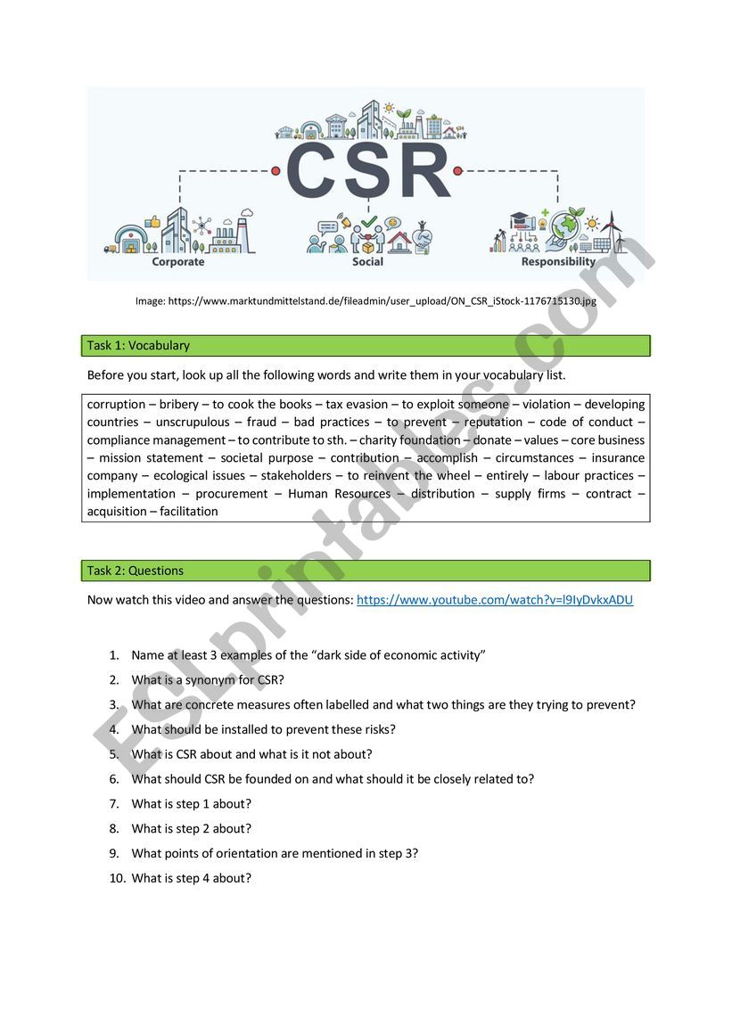 Corporate Social Responsibility - CSR - Video activity