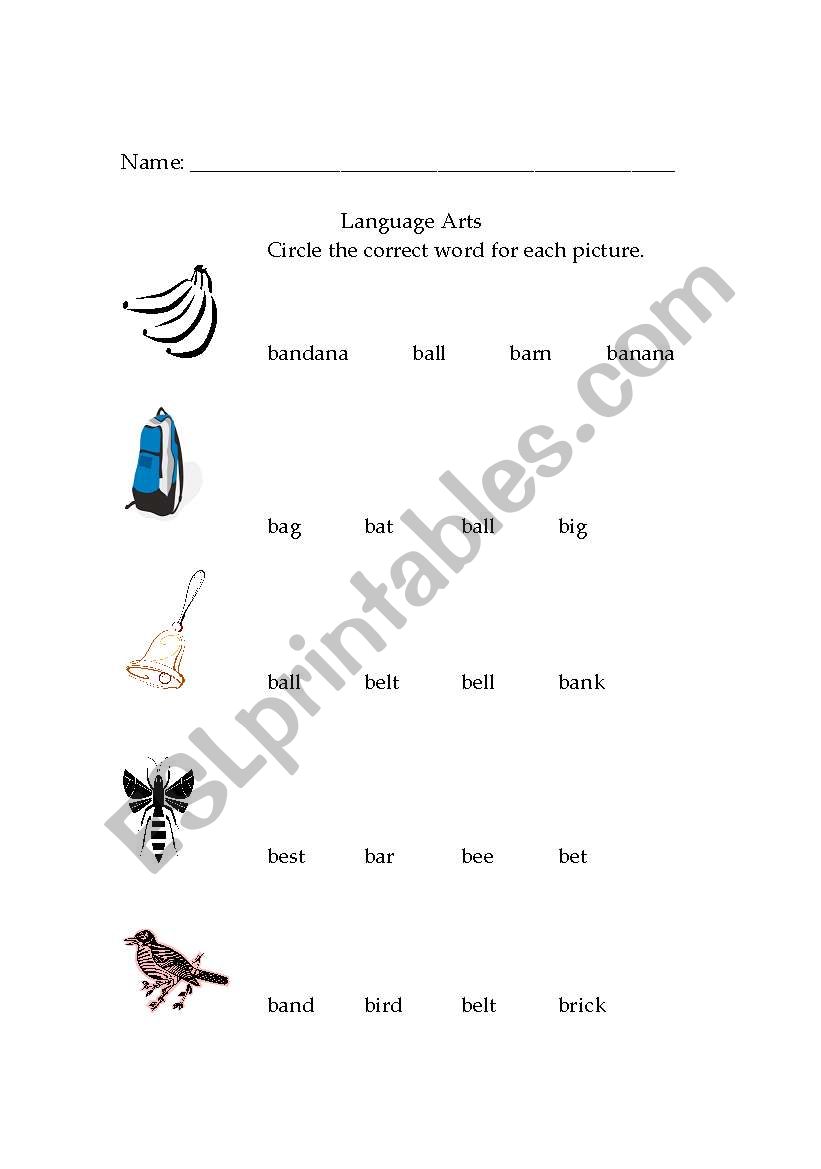 Consonant /B/ worksheet