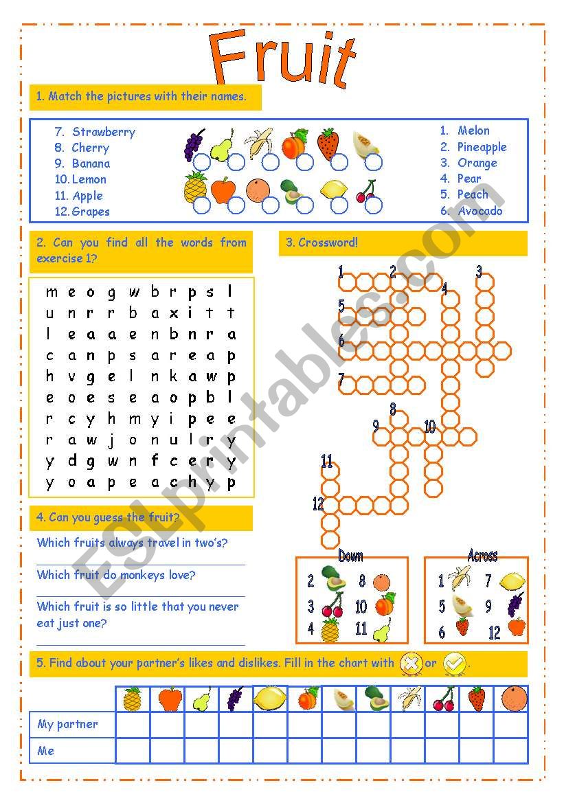 Fruit worksheet