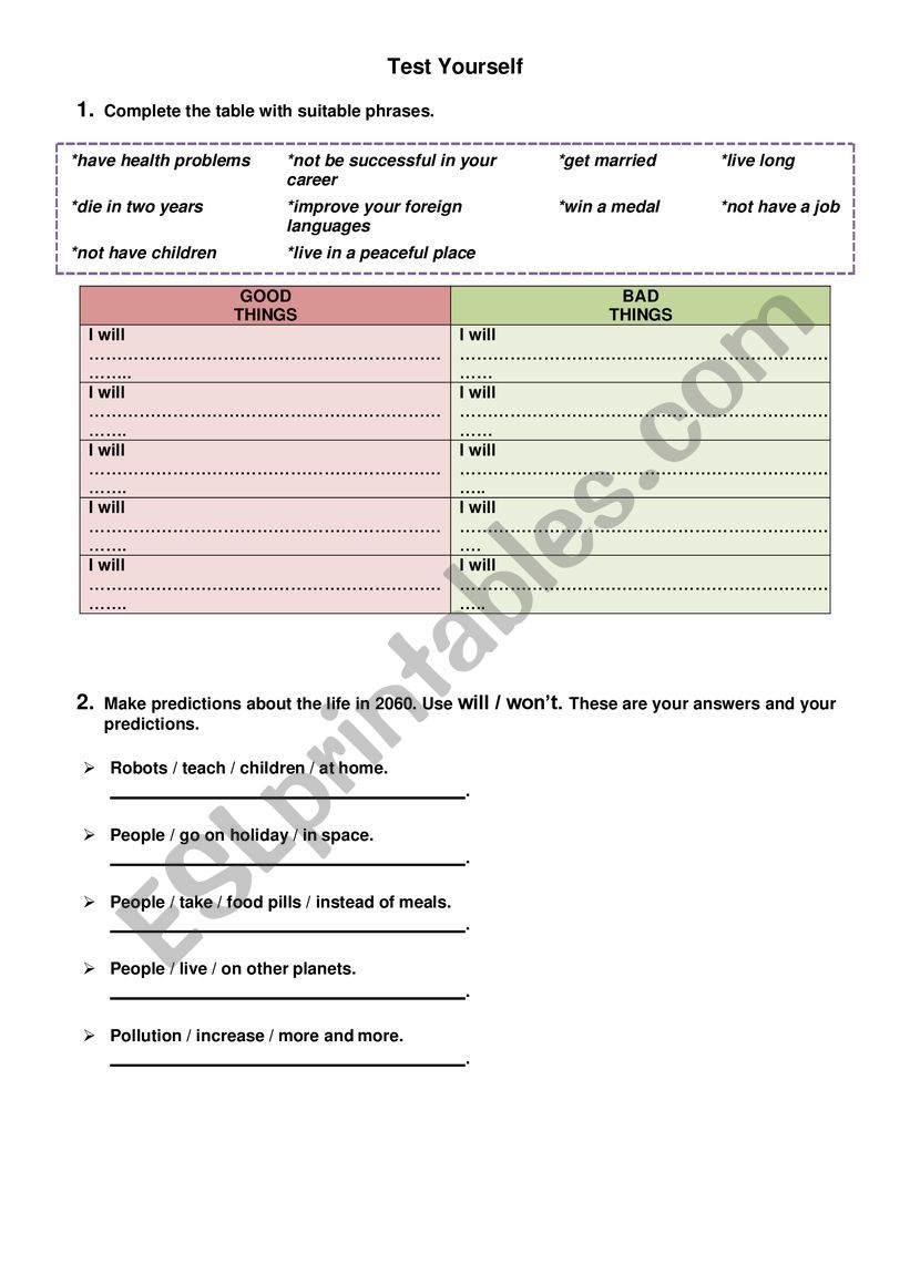 FUTURE worksheet